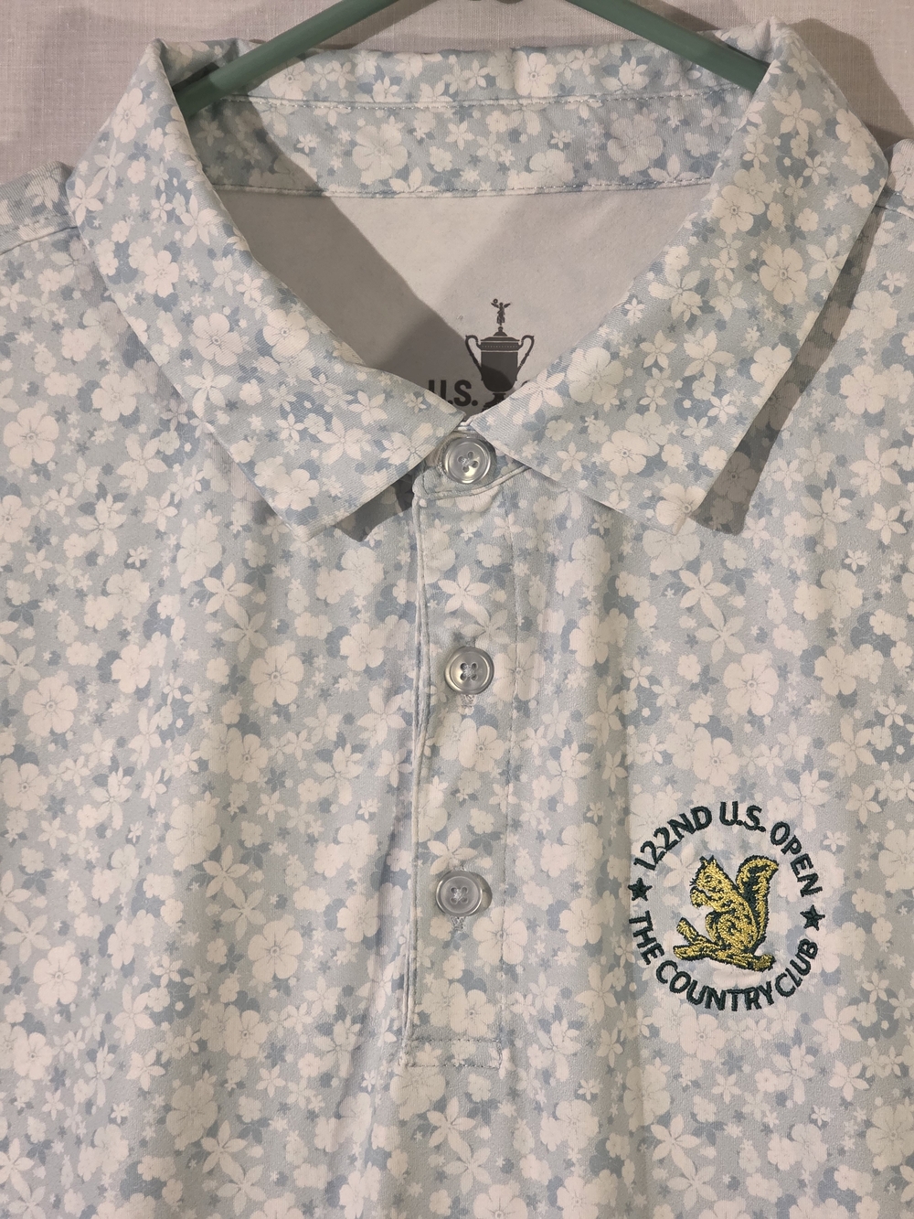 US Open Polo, "122nd US Open, The Country Club" Blue White Floral, Sz 2XL